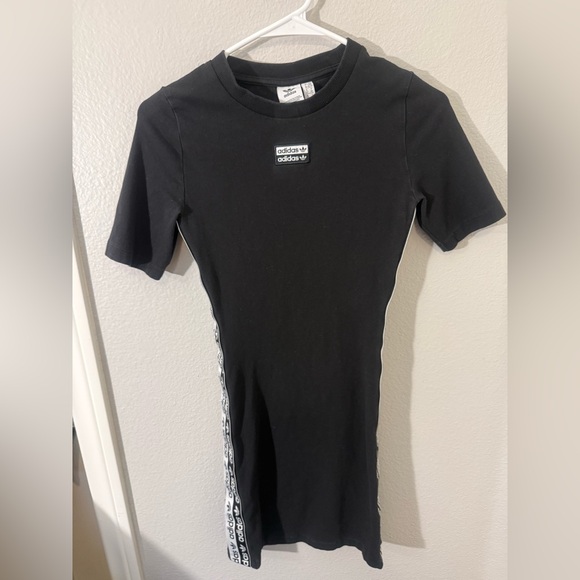 adidas Dresses & Skirts - Adidas Bodycon Black Dress with Logo and Side Stripes
